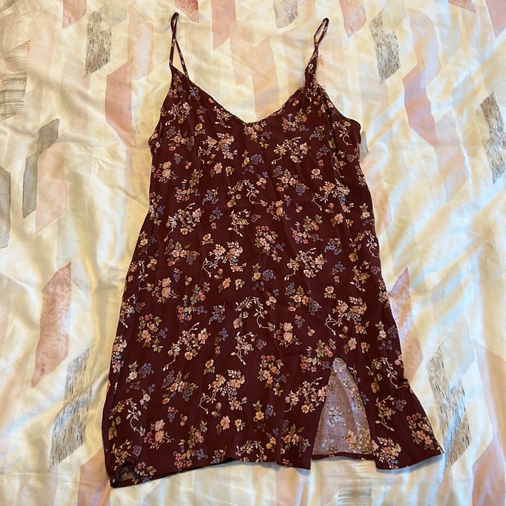 Burgundy Floral Mini Dress